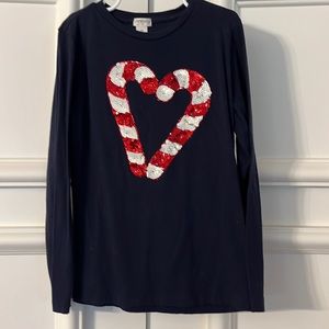 Crewcuts navy candycane sequin T-shirt size 10